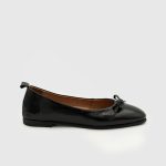 ARIEL Black Leather Women's Ballerina