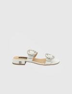 GLEDIA White Leather Women's Mulle