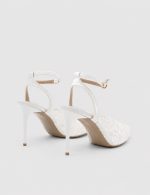 GLENDA White Lace Heeled Sandal - Image 3