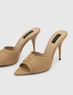 SOLEN Nude Leather Women's Heeled Slide - Image 2