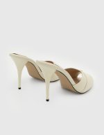 SOLEN Beige Leather Women's Heeled Slide - Image 4