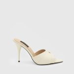 SOLEN Beige Leather Women's Heeled Slide