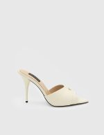 SOLEN Beige Leather Women's Heeled Slide