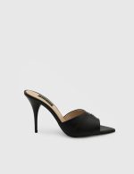 SOLEN Black Leather Women's Heeled Slide