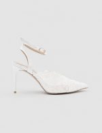 GLENDA White Lace Heeled Sandal - Image 2