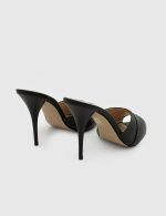 SOLEN Black Leather Women's Heeled Slide - Image 4
