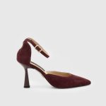 ARMELIS Burgundy Suede Leather Women's Heeled Sandal