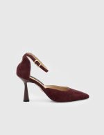 ARMELIS Burgundy Suede Leather Women's Heeled Sandal