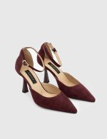 ARMELIS Burgundy Suede Leather Women's Heeled Sandal - Image 3