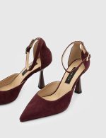 ARMELIS Burgundy Suede Leather Women's Heeled Sandal - Image 2