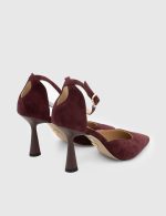 ARMELIS Burgundy Suede Leather Women's Heeled Sandal - Image 4