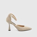 ARMELIS Beige Suede Leather Women's Heeled Sandal