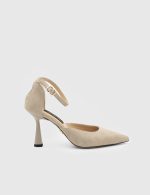 ARMELIS Beige Suede Leather Women's Heeled Sandal