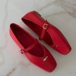 MURIEL Red Leather Women's Ballerina