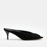 ONYX Black Suede Leather Women's Heeled Slide