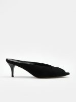 ONYX Black Suede Leather Women's Heeled Slide