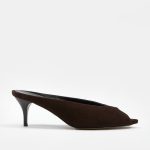 ONYX Brown Suede Leather Women's Heeled Slide