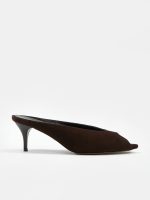ONYX Brown Suede Leather Women's Heeled Slide