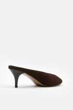 ONYX Brown Suede Leather Women's Heeled Slide - Image 6