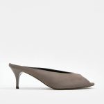 ONYX Gray Suede Leather Women's Heeled Slide