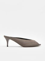 ONYX Gray Suede Leather Women's Heeled Slide