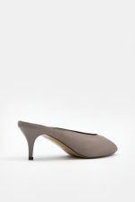 ONYX Gray Suede Leather Women's Heeled Slide - Image 4