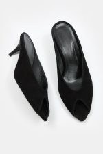 ONYX Black Suede Leather Women's Heeled Slide - Image 2