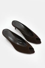 ONYX Black Suede Leather Women's Heeled Slide - Image 3