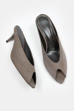 ONYX Gray Suede Leather Women's Heeled Slide - Image 2