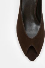 ONYX Brown Suede Leather Women's Heeled Slide - Image 5