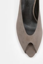 ONYX Gray Suede Leather Women's Heeled Slide - Image 3