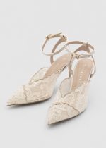 GLENDA Beige Lace  Heeled Sandal - Image 3