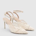 GLENDA Beige Lace  Heeled Sandal