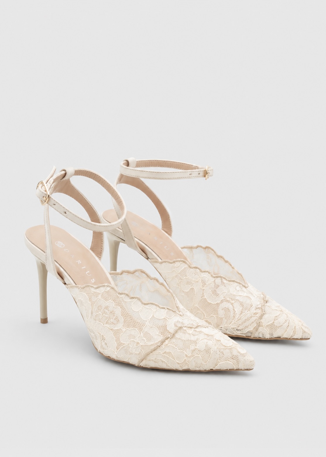 IMG_5258.JPG GLENDA Beige Lace Heeled Sandal - Image 1