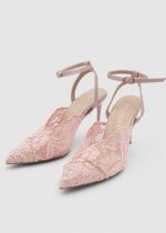 GLENDA Pink Lace Heeled Sandal - Image 3
