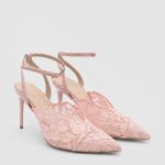 GLENDA Pink Lace Heeled Sandal