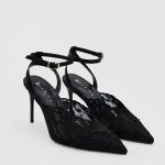 GLENDA Black Lace Heeled Sandal