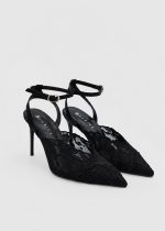 GLENDA Black Lace Heeled Sandal
