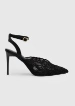 GLENDA Black Lace Heeled Sandal - Image 2