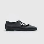 SORELA Black Leather Women's Ballerina