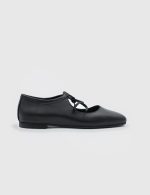 SORELA Black Leather Women's Ballerina