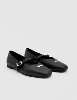 MURIEL Black Leather Women's Ballerina