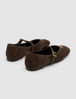 MURIEL Brown Suede Leather Women's Ballerina - Image 4
