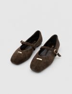 MURIEL Brown Suede Leather Women's Ballerina - Image 3