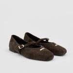 MURIEL Brown Suede Leather Women's Ballerina