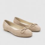 ZERBI Beige Suede Leather Women's Ballerina
