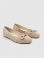 ZERBI Beige Suede Leather Women's Ballerina