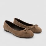 ZERBI Camel Suede Leather Women's Ballerina