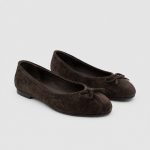 ZERBI Brown Suede Leather Women's Ballerina