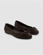 ZERBI Brown Suede Leather Women's Ballerina